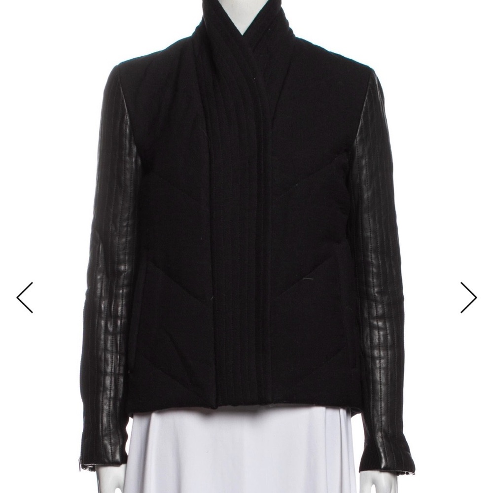 Helmut Lang Wool Down Jacket with Leather Sleeves